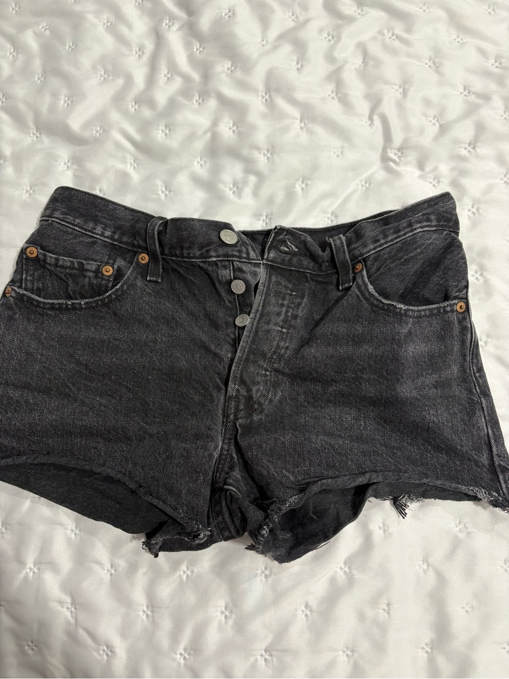 Levi's Black Washed High-Rise Denim Cutoff Shorts